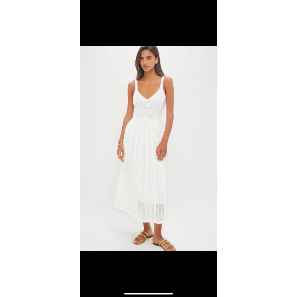 NWT MOON RIVER Ivory Knit Midi Dress White L